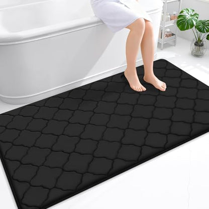 OLANLY Memory Foam Bath Mat Rug 59x34, Ultra Soft Bathroom Rugs, Black