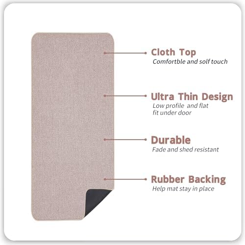Bath Mat,Ultra Thin Bathroom Runner Rugs,Large Bath Mats for Bathroom,Quick Dry,Non-Slip,Machine Washable,Low Pile,Bath Rug,Shower Outside,Sink,Home Decor Accessories.Beige,1'5"x4'11"（17x59inch）