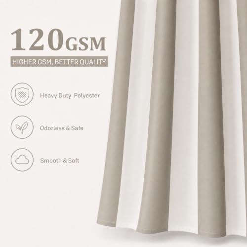 Ohocut Vertical Striped Shower Curtain, Cute Retro Vintage Khaki Beige Stripe Bathroom Shower Curtain, Waterproof Polyester Fabric Modern Bath Curtain for Bathroom 72x72 Inches