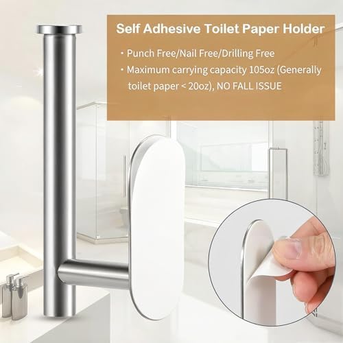 JOPOFI Toilet Paper Holder - Adhesive Toilet Paper Holder - Brushed Nickel
