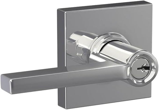 SCHLAGE F51A LAT 625 COL Latitude Lever with Collins Trim Keyed Entry Lock, Bright Chrome