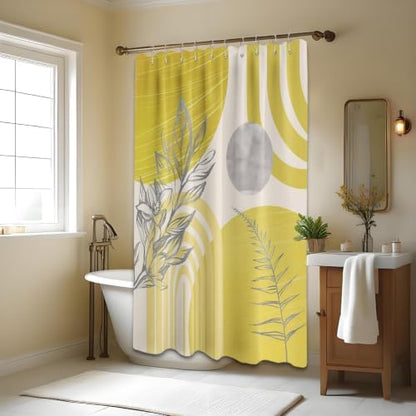 Mustard Yellow Shower Curtain, 60X72 in, Mid Century Modern