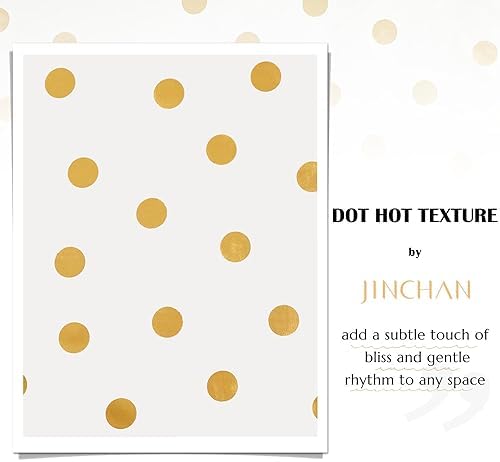 jinchan White and Gold Polka Dot Shower Curtain, Gold Foil Spot Pattern Modern Waterproof Fabric Shower Curtains for Bathroom with 12 Hooks Machine Washable 70x72 Inches