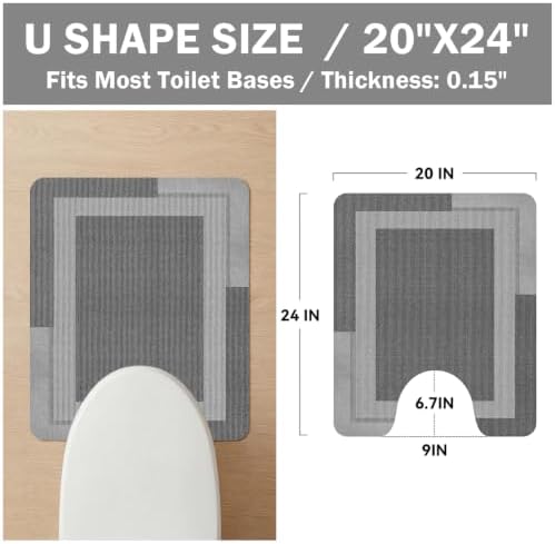 YDKGL Toilet Rugs U Shaped Non Slip Bath Mat Toilet Mats for Bathroom
