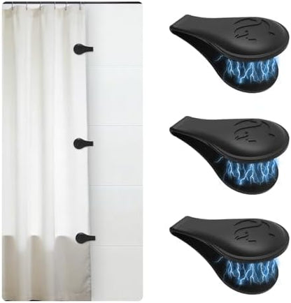 Magnetic Silicone Shower Curtain Clips for Liner 3 Packs (Black)