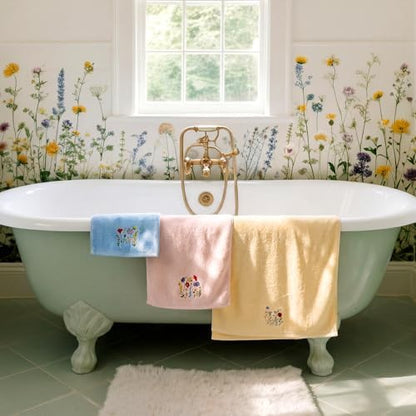 Peryiter 3 Pack Wildflower Decorative Bath Towel Set