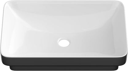 Lordear Vessel Sink Rectangle 19 Inch Bathroom Sinks 19"x12" Inch Semi Recessed Sink 5'' Deep Rectangular White Ceramic Modern Vanity Sink Bath Wash Above Counter Basin