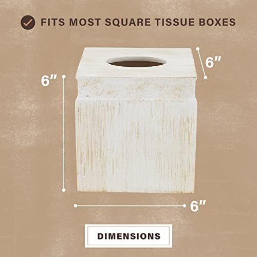 Rustic Luxe Beige Square Resin Tissue Box Cover