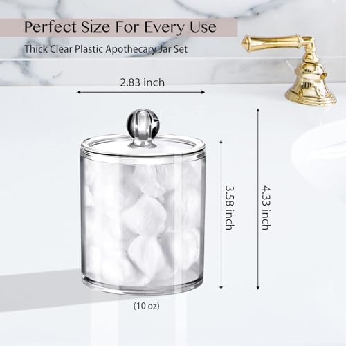 SheeChung 3 Pack Acrylic Qtip Holder with Labels, Qtip Jars for Bathroom