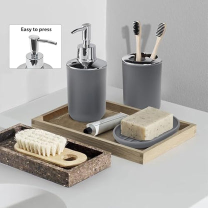 CERBIOR Bathroom Accessories Set 6 Piece Bath Ensemble,Light Grey