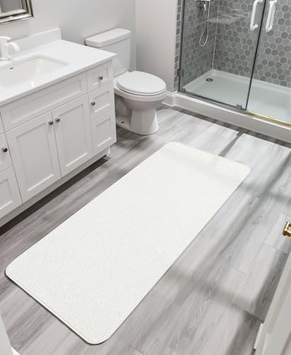 Bosap Bath Mat,Ultra Thin Bathroom Runner Rugs,Large Bath Mats for Bathroom,Quick Dry,Non-Slip,Machine Washable,Low Pile,Bath Rug,Shower Outside,Sink,Home Decor Accessories.Cream,2'x6'(24x72inch)