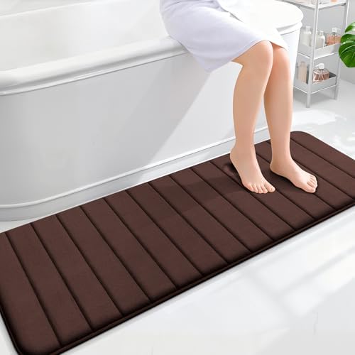 OLANLY Memory Foam Long Bathroom Rugs Runner 59x20, Super Soft Absorbent