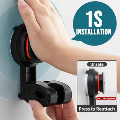 TAILI Shower Head Holder Suction,Visible Safety,with Hooks,Black