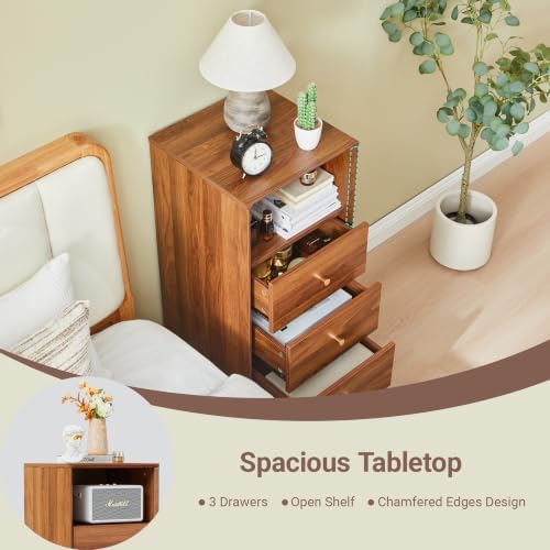 Bifins 37.6“ Tall Bathroom Cabinet with 3 Drawers and Open Shelf