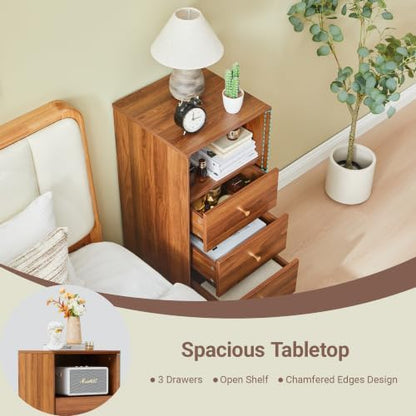 Bifins 37.6“ Tall Bathroom Cabinet with 3 Drawers and Open Shelf