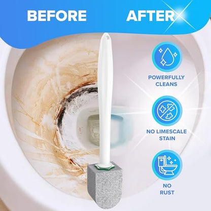 DISIWENE Pumice Cleaning Stone with Handle Toilet Bowl Cleaner Hard Water Ring Remover for Bath/Pool/Kitchen/Household Cleaning (5, 5 Pack with Twist-Off Handle)