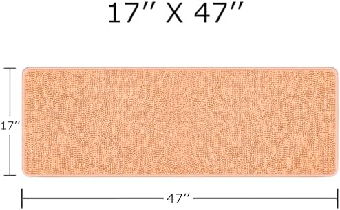Yeaban Chenille Peach Bathroom Runner Rug 17"x47"