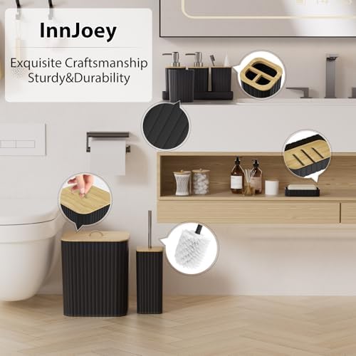 Bathroom Accessories Set - 10PC Bathroom Set, Black Bathroom Set, Bathroom Accessories Set, Toilet Brush, Bathroom Trash Can & Soap Dispenser