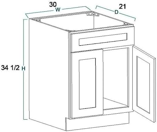 Grey Shaker Sink Base Bathroom Vanity 24"/30"/36" Width (30" Width)