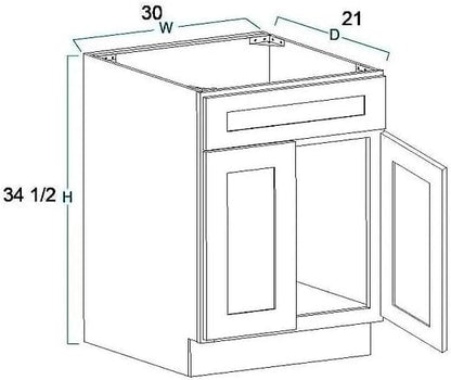 Grey Shaker Sink Base Bathroom Vanity 24"/30"/36" Width (30" Width)
