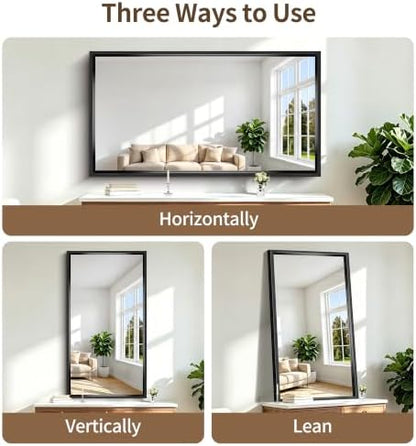 Black Rectangle Mirror, 66 x 36 Inch Large Bathroom Mirrors