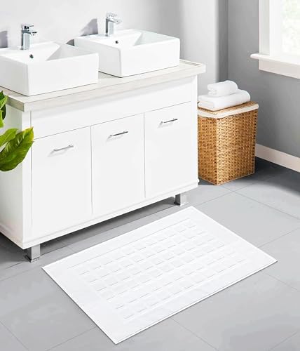 COTTON CRAFT Bath Tub Mats- 2 Pack Sculpted Tile Bathroom Mat - White