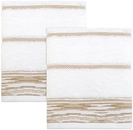 Nicole Miller - Hand Towels, Heavyweight & Absorbent Jacquard Woven Cotton, Set of 2, Dorm Room Essentials (Sydney Collection)