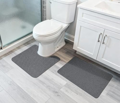 Bosap Bath Mat Set 2 Pieces,Ultra Thin Bathroom Rugs,Rubber Toilet Rugs