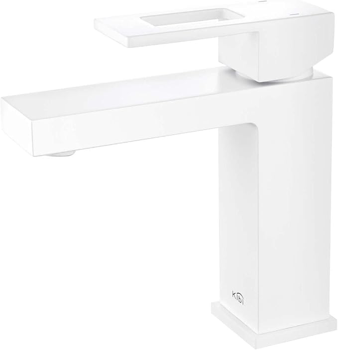 Single Hole Bathroom Sink Faucet with Pop-Up Drain, Solid Brass Single Handle Vanity Faucet, High Arc Modern Bathroom Faucet, Matte White Finish, Corrosion Resistant