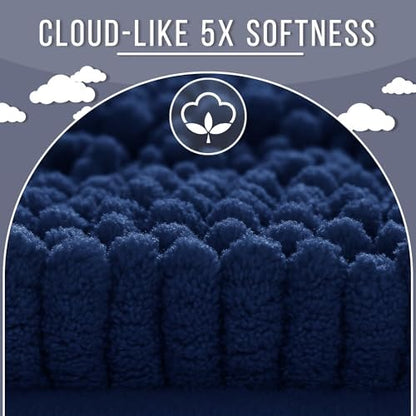 Yimobra Bathroom Rug Mat 24 x 17, Non Slip and Super Absorbent Bath Mat,Machine Washable Quick Dry,Ultra Plush Chenille Shower Rugs for Bathroom Floor Sink Tub and Shower Outside,Navy Blue
