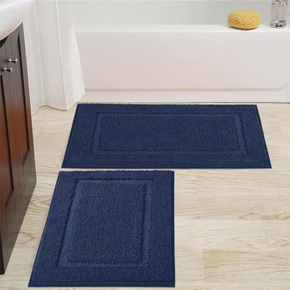 SHACOS Soft Navy Blue Black Bathroom Rugs Sets 2 Pieces 32x20 inch