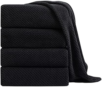 Extra Large Bath Towel Sheet Set 35x70 Inches - Oversized Bath Towels Set,Jumbo Large Microfiber - Quick Dry, Lightweight,Super Soft,Highly Absorbent Towel Set for Bathroom,Hotel,SPA,Pack of 4 (Black)