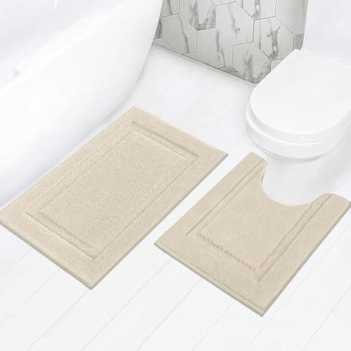 SHACOS Soft Microfiber Bathroom Rugs Set 2 Pieces with Toilet Rug