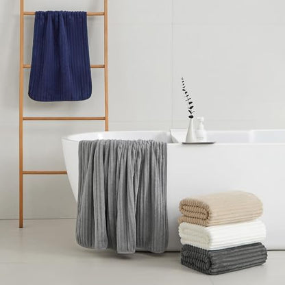6 Piece Bath Towel Set, 30"x60" Towels, Charcoal Gray