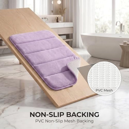 2 Piece Memory Foam Bath Mat Set, Extra Soft Absorbent Bathroom Rugs with U-Shaped Toilet Rug, Non-Slip Backing, Machine Washable, 24x16 + 20x20 U-Shaped, Lavender