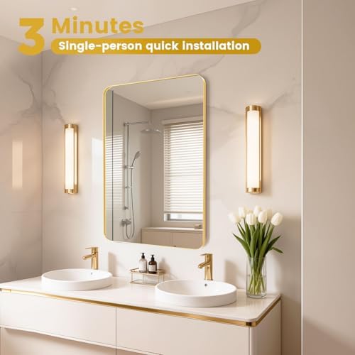 18"X30" Gold Bathroom Mirrors for Over Sink,Aluminum Frame