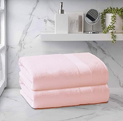 Belizzi Home Premium Cotton Oversized 2 Pack Bath Sheet 35x70-100% Pure Cotton - Ideal for Everyday use - Ultra Soft & Highly Absorbent - Machine Washable - Pink