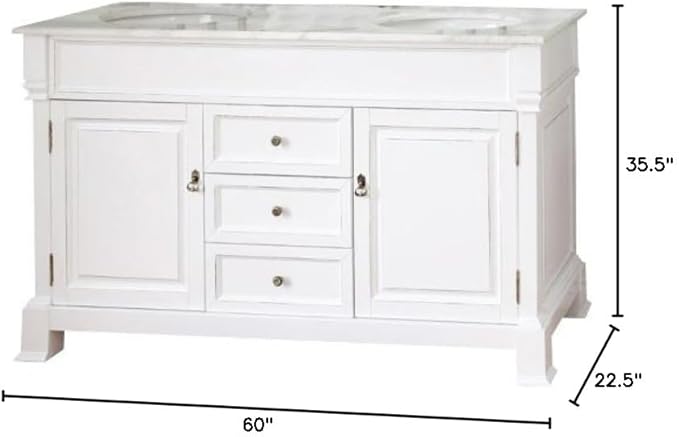 205060-D-WH 60-Inch Double Sink Vanity, Wood, White