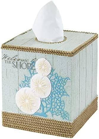 Avanti Linens - Tissue Box Cover, Guest Bathroom Essentials, Beach Inspired Home Decor (Beachcomber Collection)