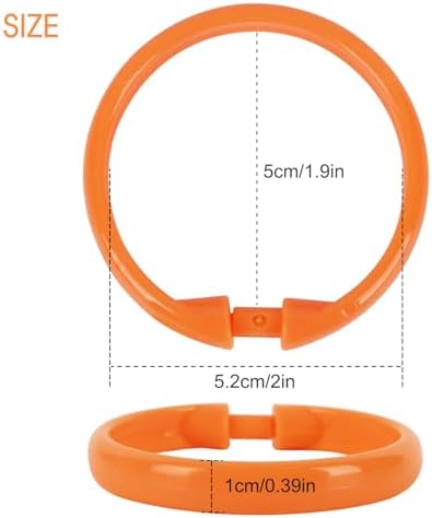 Orange Shower Curtain Hooks - 12 Pcs Circular Plastic Shower Curtain Rings for Bathroom - O Shaped Orange Shower Hooks Rings for Shower Curtain Rod
