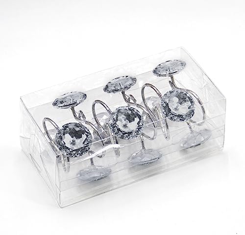 Crystal Diamond Round Shower Curtain Hooks Rings for Bathroom,Grey,12PCS