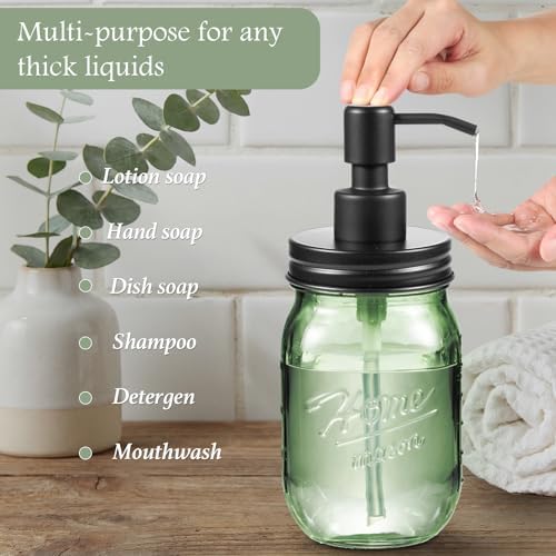 Amolliar 4PCS Bathroom Accessories Set, Green Glass Organizer Sets, Black