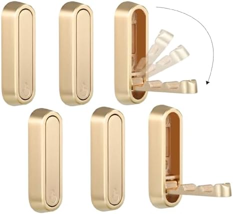 Folding Coat Hooks, Gold, 6 Pack, Wall Hook, Hanging Towels Clothes Bag