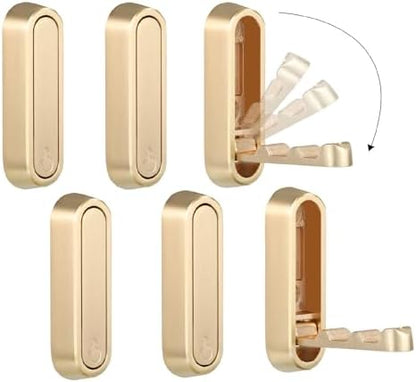 Folding Coat Hooks, Gold, 6 Pack, Wall Hook, Hanging Towels Clothes Bag