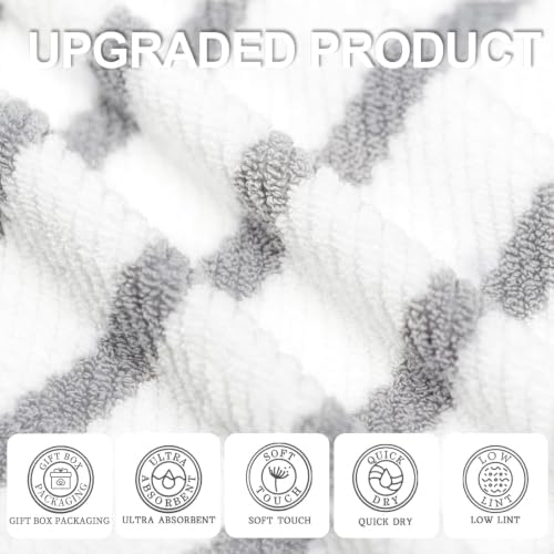 VOOVA & MOVAS 6PC Towel Set, 100% Cotton, Gray Beige
