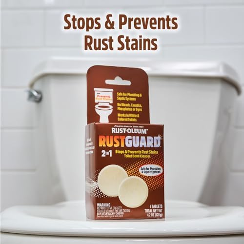 Rust-Oleum RustGuard Rust Stain Remover | Heavy-Duty Iron Stain Remover & Toilet Bowl Cleaner For White & Colored Toilets | 2 Tablet Box