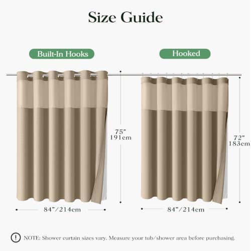 Dynamene Beige Hook Free Waffle Shower Curtain & Snap-in Fabric Liner,84x75