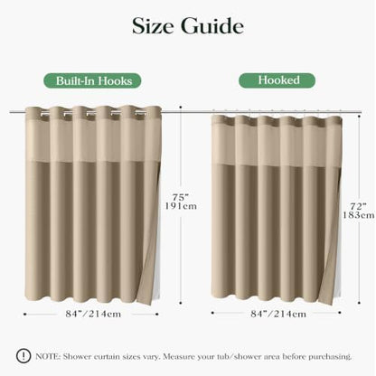 Dynamene Beige Hook Free Waffle Shower Curtain & Snap-in Fabric Liner,84x75