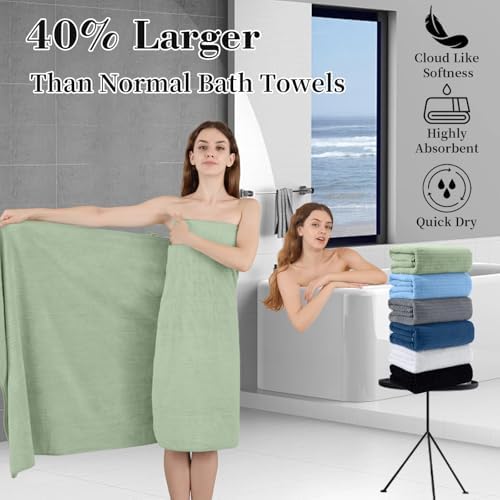 Extra Large Bath Sheet Set of 4,Ultra Soft Fluffy Towel,35”x 70”Oversized Bath Towel Set,Premium Microfiber Bathroom Towel Set Highly Absorbent Quick Dry Shower Towel for Bathroom,Hotel,Spa (Green)