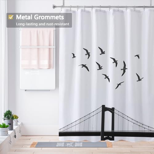 LLSCL Fabric Shower Curtain Liner with Magnets, Waterproof Hotel Quality, 72 x 72 Machine Washable